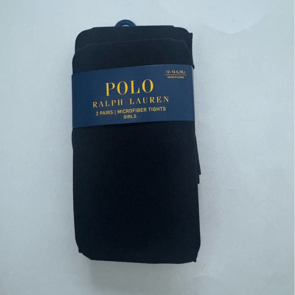Ralph Lauren Black Girls Microfiber Tights 12-16 (L/XL)- 2 Pairs